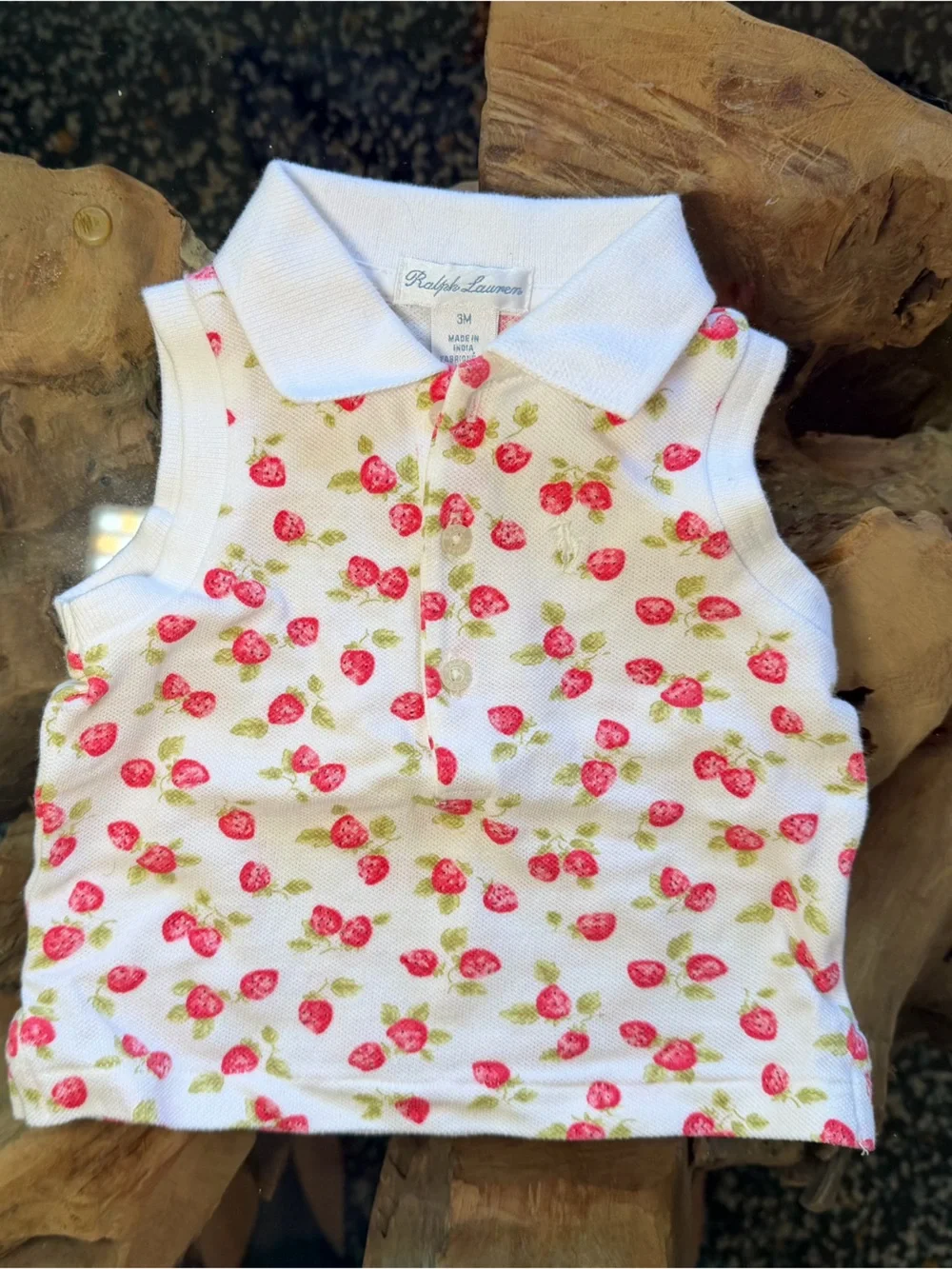 Ralph Lauren Polo Top with Pink Strawberry Print (+ matching Carters shorts)